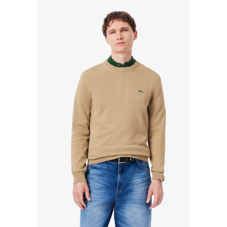 Pull coton uni col rond