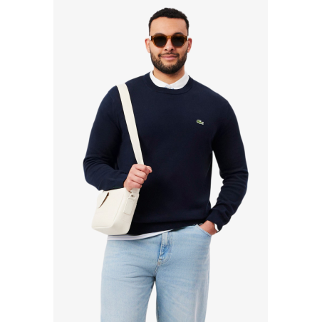 Pull coton uni col rond