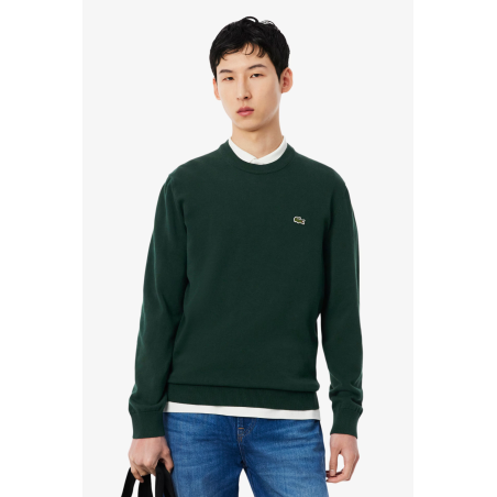 Pull coton uni col rond