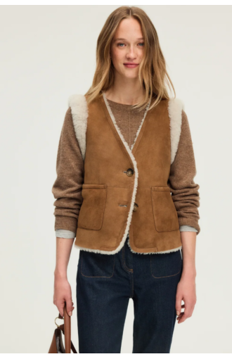 Veste Niara Sans Manches en Peau Lainée