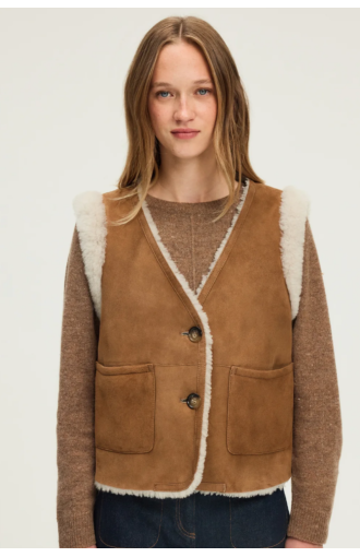Veste Niara Sans Manches en Peau Lainée