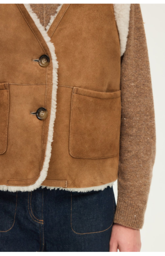 Veste Niara Sans Manches en Peau Lainée