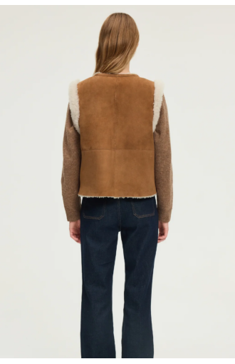 Veste Niara Sans Manches en Peau Lainée