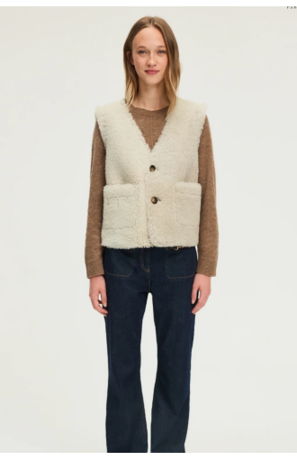 Veste Niara Sans Manches en Peau Lainée