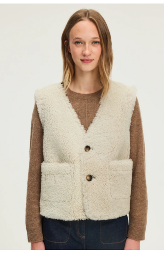 Veste Niara Sans Manches en Peau Lainée