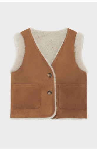 Veste Niara Sans Manches en Peau Lainée