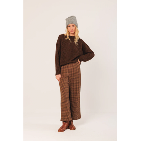 Pull en laine et alpaga col rond marron
