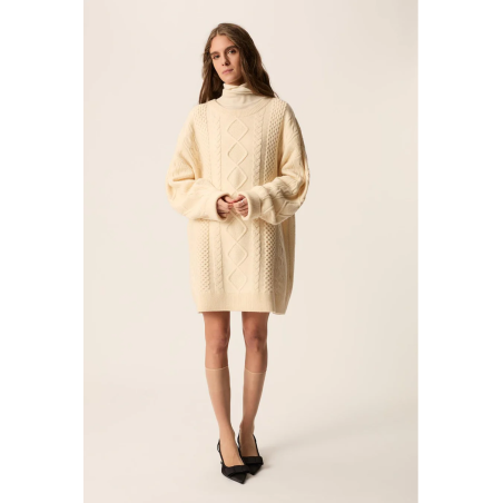 Robe pull DORIANE en laine crème
