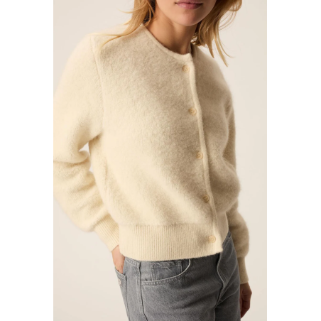 Gilet CUMIN en alpaga et laine crème