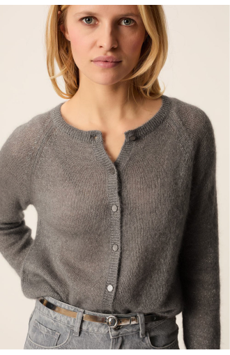 Gilet BINETTE gris souris fil pailleté