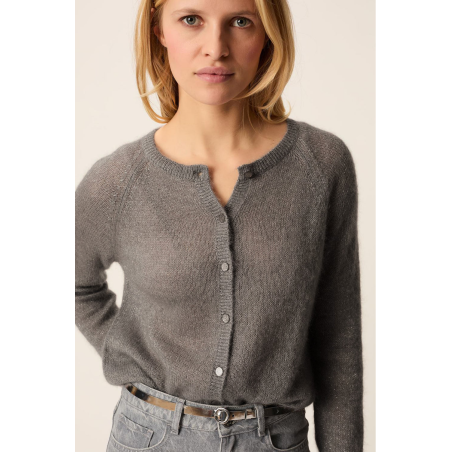 Gilet BINETTE gris souris fil pailleté