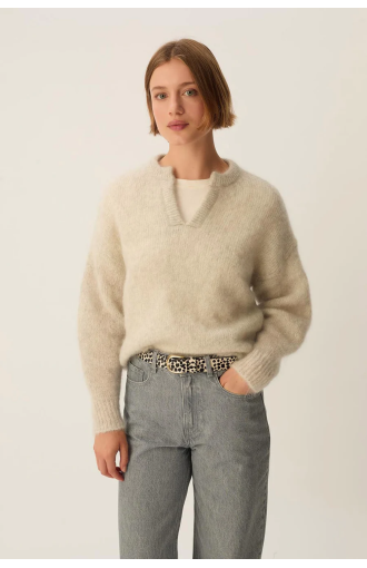 Pull ALABAMA en kid mohair et laine gris chiné