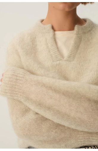 Pull ALABAMA en kid mohair et laine gris chiné