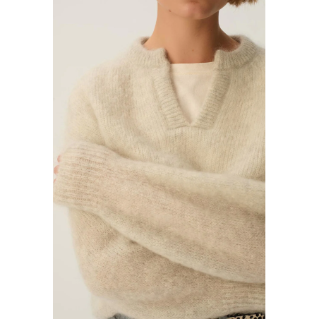 Pull ALABAMA en kid mohair et laine gris chiné